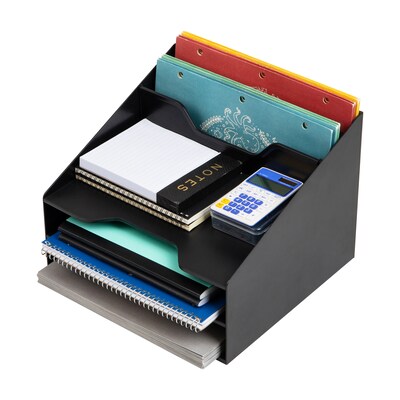 Mind Reader 5-Compartment Plastic Desk Tray, Black (ANCHBOX5-BLK)