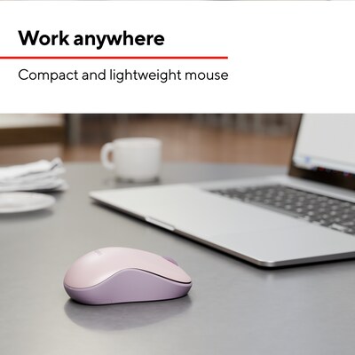 Staples TECH Wireless Ambidextrous Optical USB Mouse, Pink (ST63065)