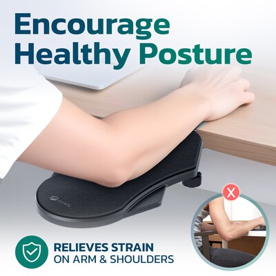 Purely E5720 Ergonomic Arm/Elbow Support Rest for Desk, Computer Desk Arm Extender, Black (PARE5720)