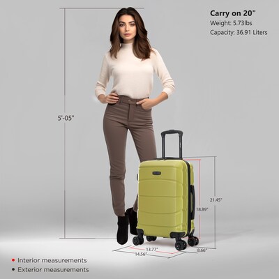 DUKAP Sense 2" Hardside Carry-On Suitcase, 4-Wheeled Spinner, TSA Checkpoint Friendly, Green (DKSEN00S-GRN)