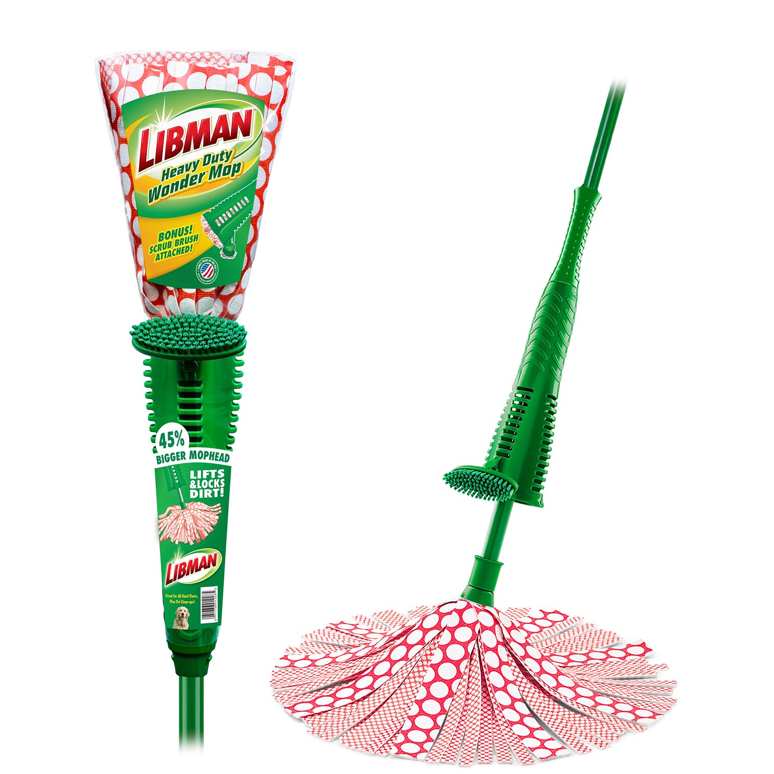 Libman Heavy-Duty Wonder Microfiber Mop, Multicolor, 4/Pack (1228004)