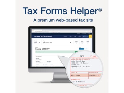 Adams 2024 1099-DIV Tax Form with Access to Adams Tax Forms Helper, 4-Part, 2-Up, Copy A, 1, B, 2, 10/Pack (STAX5DV-24)
