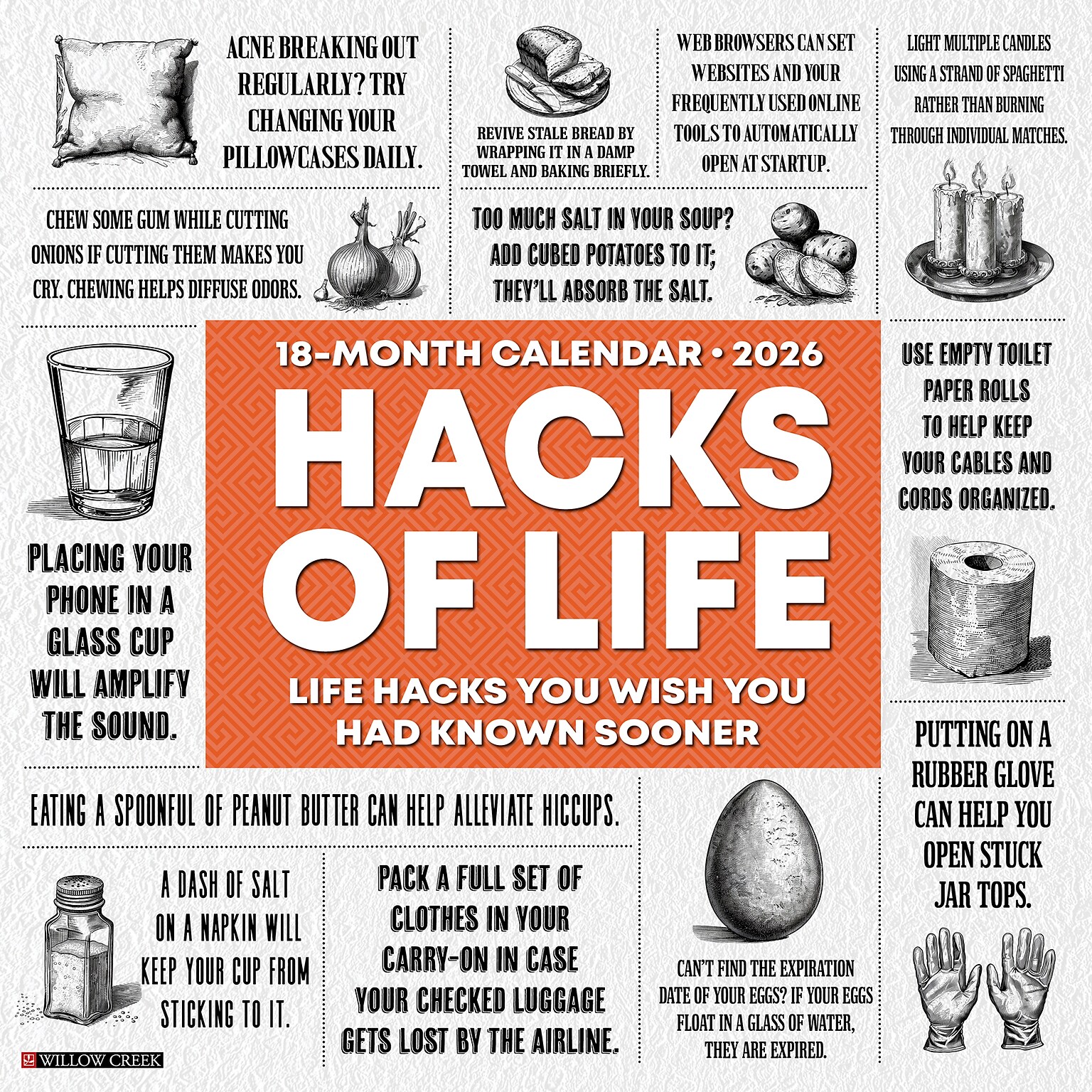 2026 Willow Creek Hacks of Life 12 x 12 Monthly Wall Calendar (51436)