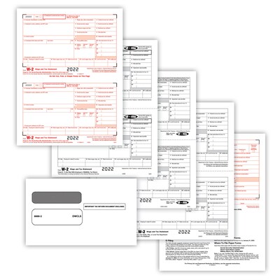ComplyRight TaxRight 2023 W-2 Tax Form Kit with Envelopes, 4-Part, 10/Pack (SC5645E10)
