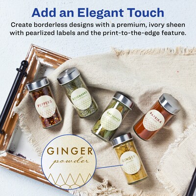 Avery Pearlized Ivory Circle Multipurpose Labels, 1-2/3 Dia., Ivory, 2000/Box (94508)