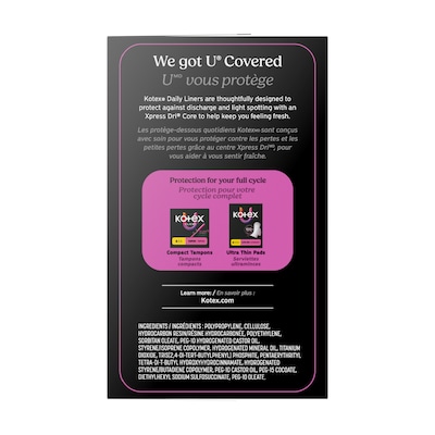U by Kotex Security Lightdays Liner, Unscented, 120/Pack (58318)
