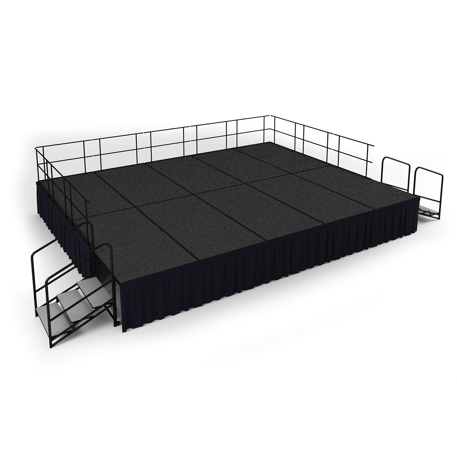 NPS 32 Stage Package, 16 x 20, Shirred Pleat Black Skirting, Grey Carpet (SG483210C02SS10)