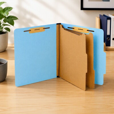 Staples® Recycled Pressboard Classification Folder, 2-Dividers, 2 1/2" Expansion, Letter Size, Light Blue, 20/Box (ST614616-CC)