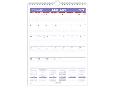 2024 AT-A-GLANCE 8" x 11" Monthly Wall Calendar (PM1-28-24)