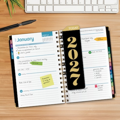 2027 Excello Brands 6 x 8 Weekly & Monthly Standard Planner, Paperboard Cover, Black/Gold (FSHN-CY27-58-12)