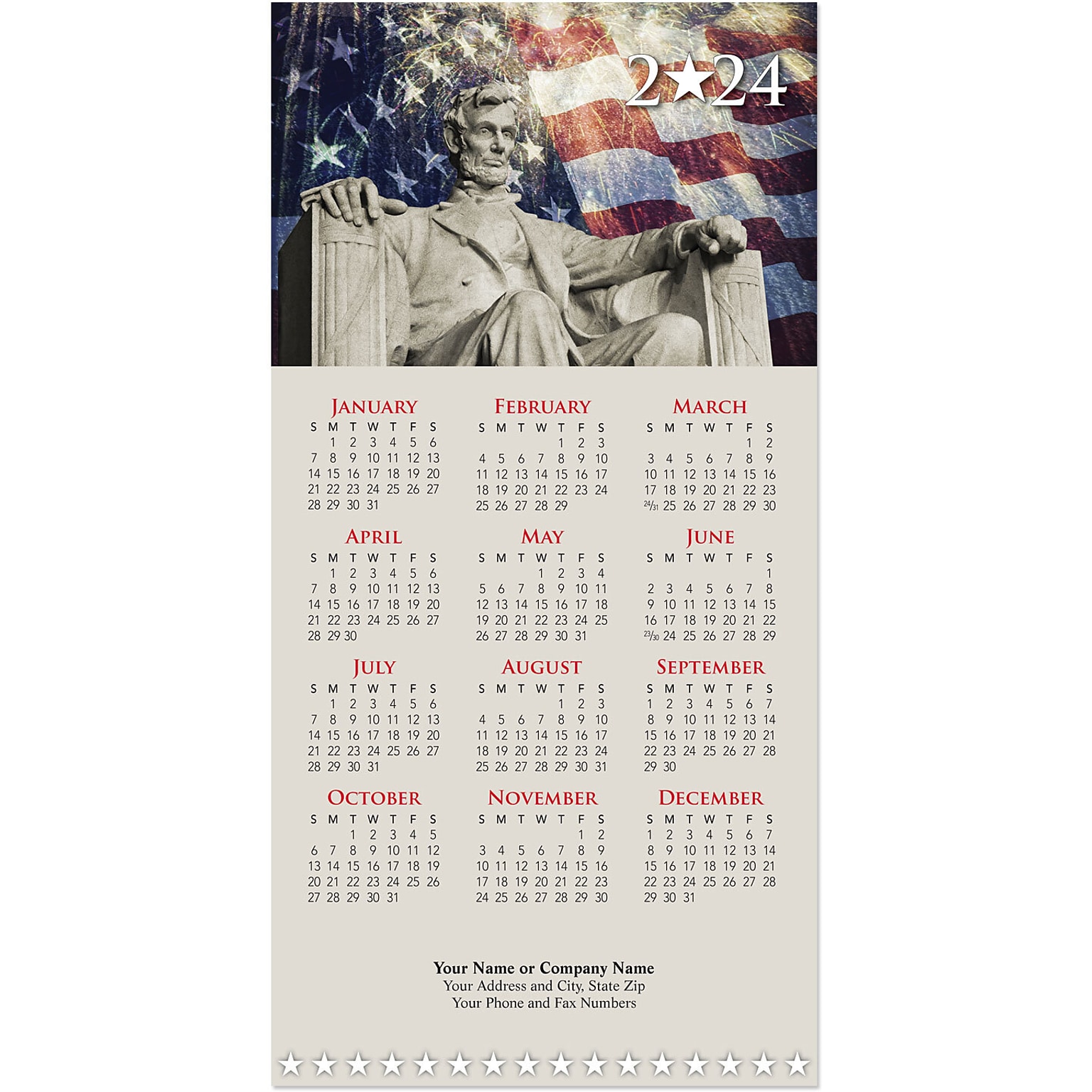 Custom Lincoln Tri-Fold Calendar Card