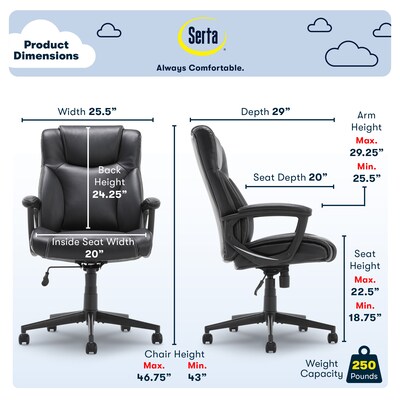 Serta Bonded Leather Executive Chair, Black (CHR200097)