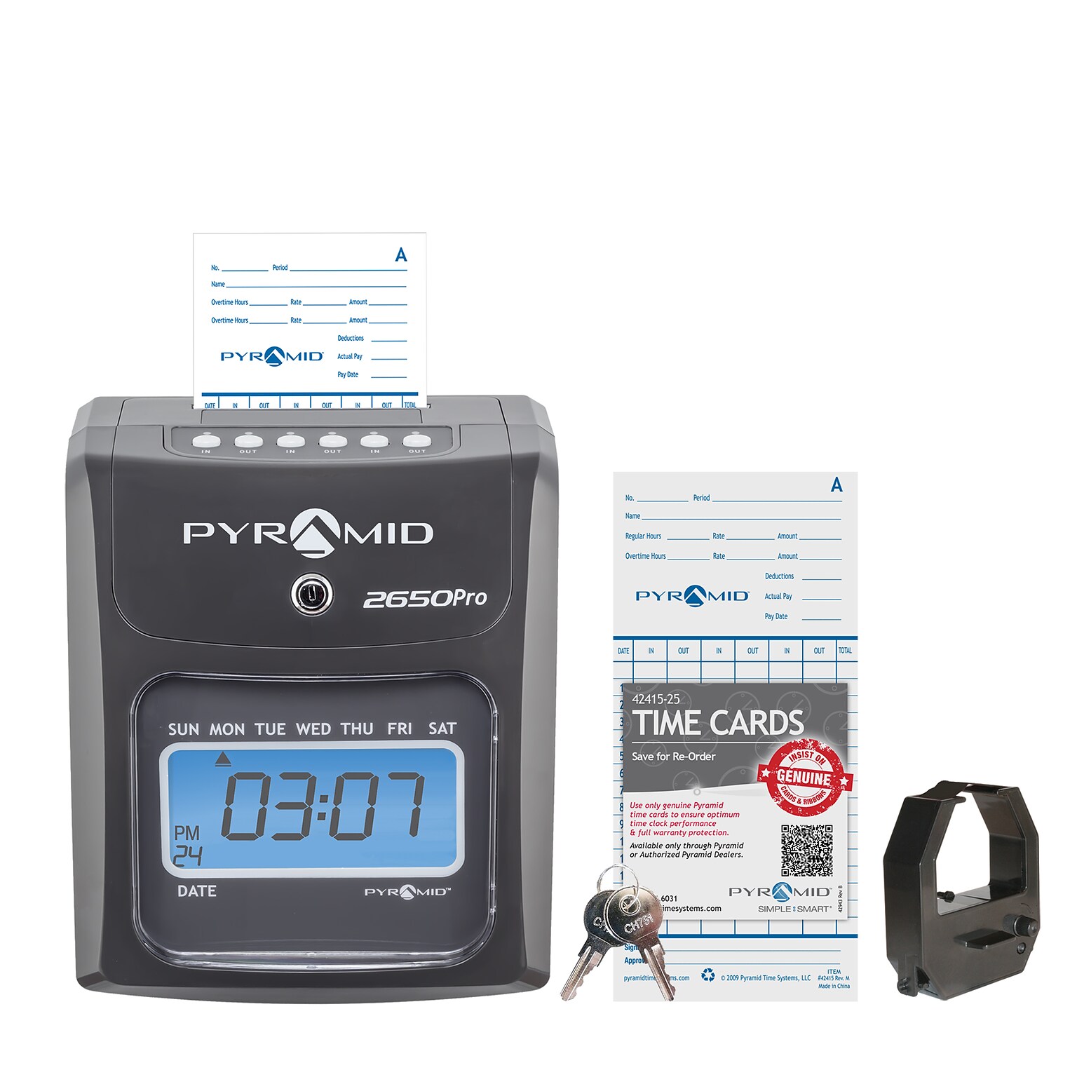 Pyramid Punch Card Time Clock System, Charcoal (2650)