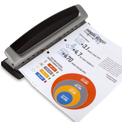 Swingline® Precision Pro® Desktop 2-3-Hole Punch, Adjustable Centers, 10 Sheet Capacity, Black/Silver (A7074037)