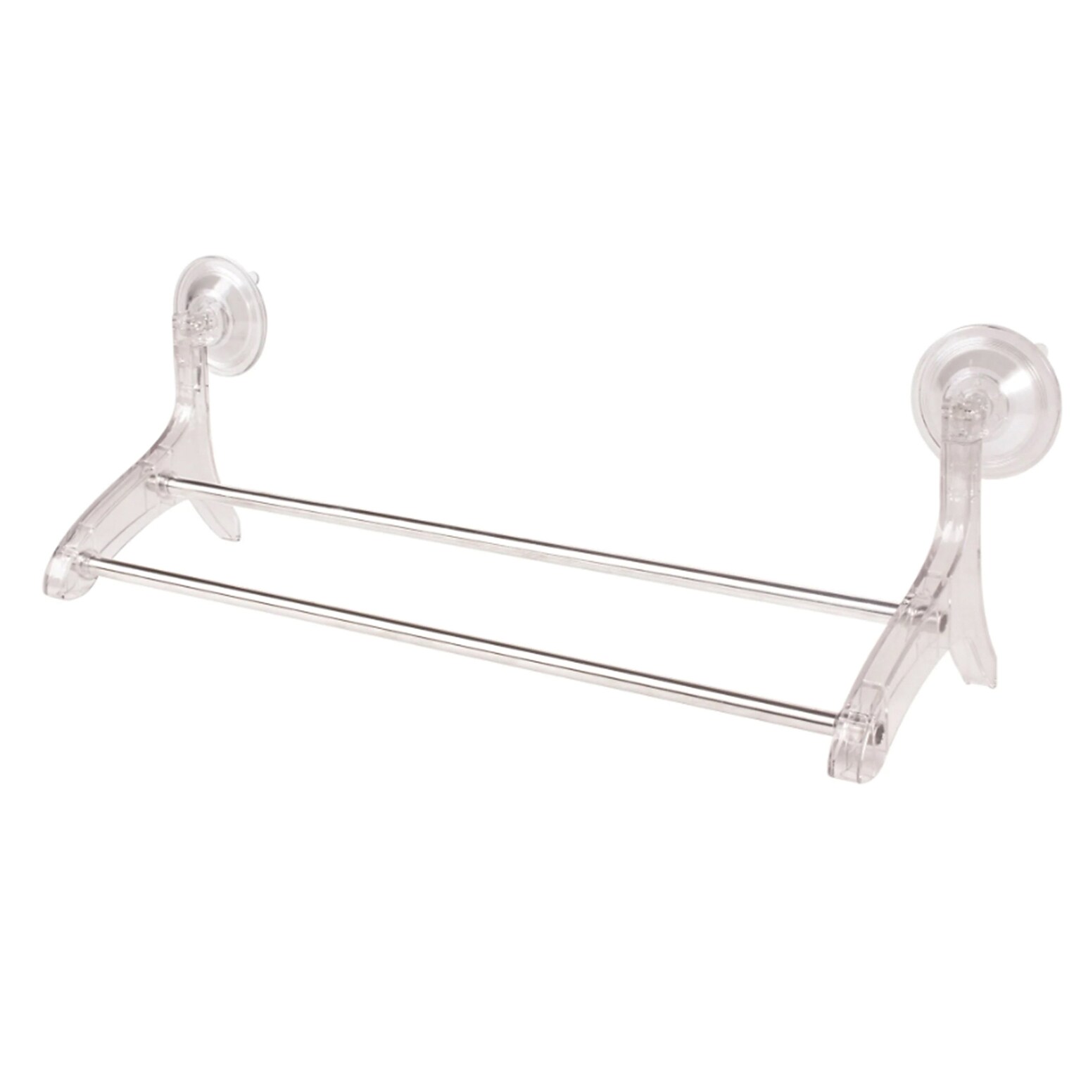 Better Houseware Plastic Suction-Cup Double Towel Bar, Clear (BTH2482)