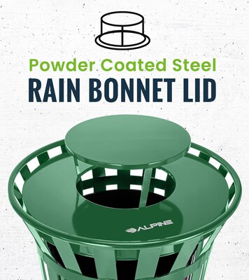 Alpine Industries Commercial Outdoor Rain Bonnet Lid, 38-Gallon, Round, Green (ALP479-38-A-GRN-MKTCOPY)