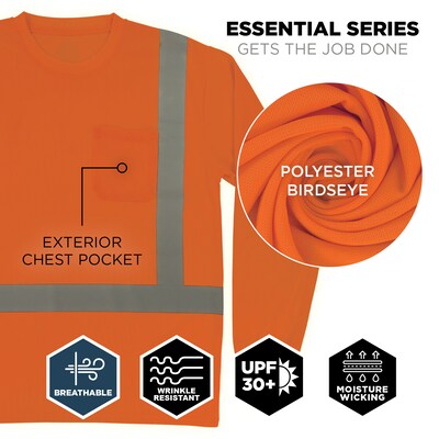Ergodyne GloWear 8284 High Visibility Long Sleeve T-Shirt, ANSI Type R Class 2, Orange, Large (21914)