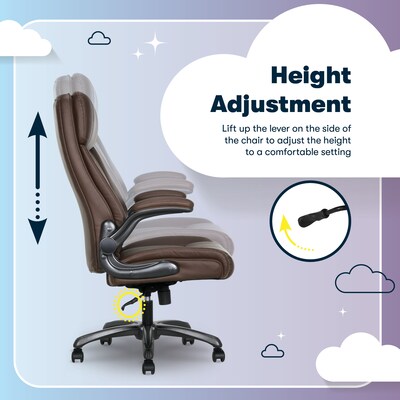 Serta Torrington Ergonomic Polyurethane Big & Tall Chair, 400 lb. Capacity, Dark Walnut Brown (52399-DBRN)