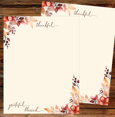 Great Papers! Thankful Grateful Blessed Fall Letterhead, 50/Pack (2025043)