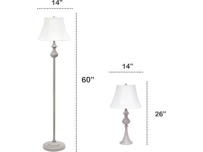 Lalia Home Perennial 60"/26" Gray Three-Piece Floor/Table Lamp Set with Bell Shades (LHS-1007-GY)