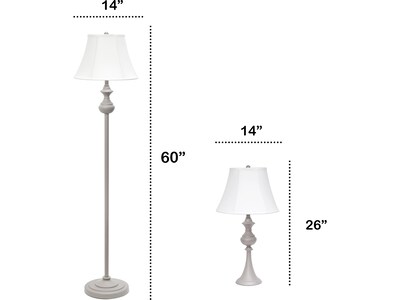 Lalia Home Perennial 60"/26" Gray Three-Piece Floor/Table Lamp Set with Bell Shades (LHS-1007-GY)