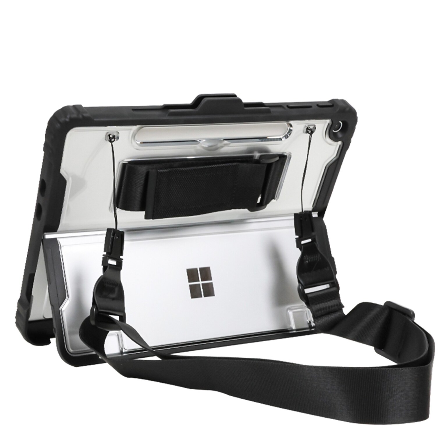 SaharaCase Raider Series Heavy Duty Case with Hand Strap for Microsoft Surface Pro 12, Shoulder Strap, Crystal Clear (TB00482)