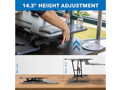 Mount-It! 47"W Manual Rectangular Adjustable Standing Desk Converter, Black (MI-15009L)