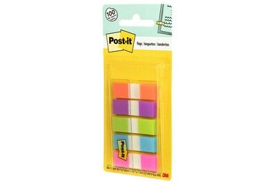 Post-it® Flags, 0.5" Wide, Assorted Bright Colors, 100 Flags/Pack (683-5CB2)
