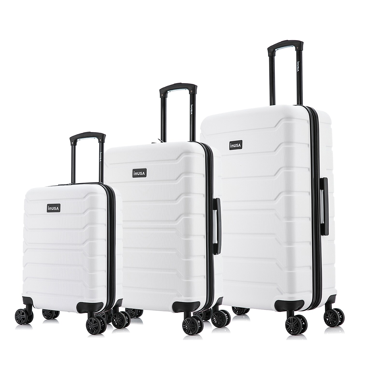 InUSA Trend 3-Piece Hardside Spinner Carry-On Luggage Set, TSA Checkpoint Friendly, White (IUTRESML-WHI)