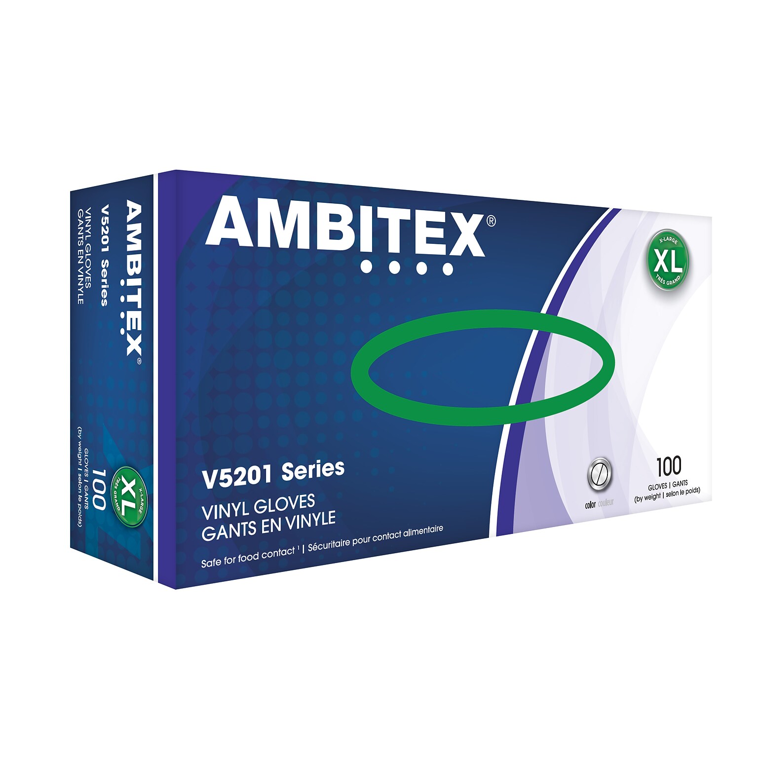 Ambitex V5201 Series Latex Free Clear Vinyl Gloves, Extra Large, 100/Box (VXL5201)