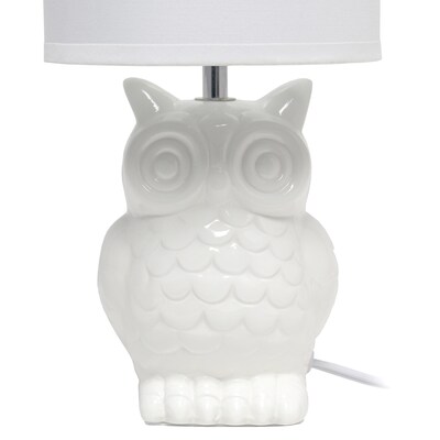 Simple Designs 12.8" Tall Contemporary Ceramic Owl Bedside Table Desk Lamp, Off White (LT1136-OFF)