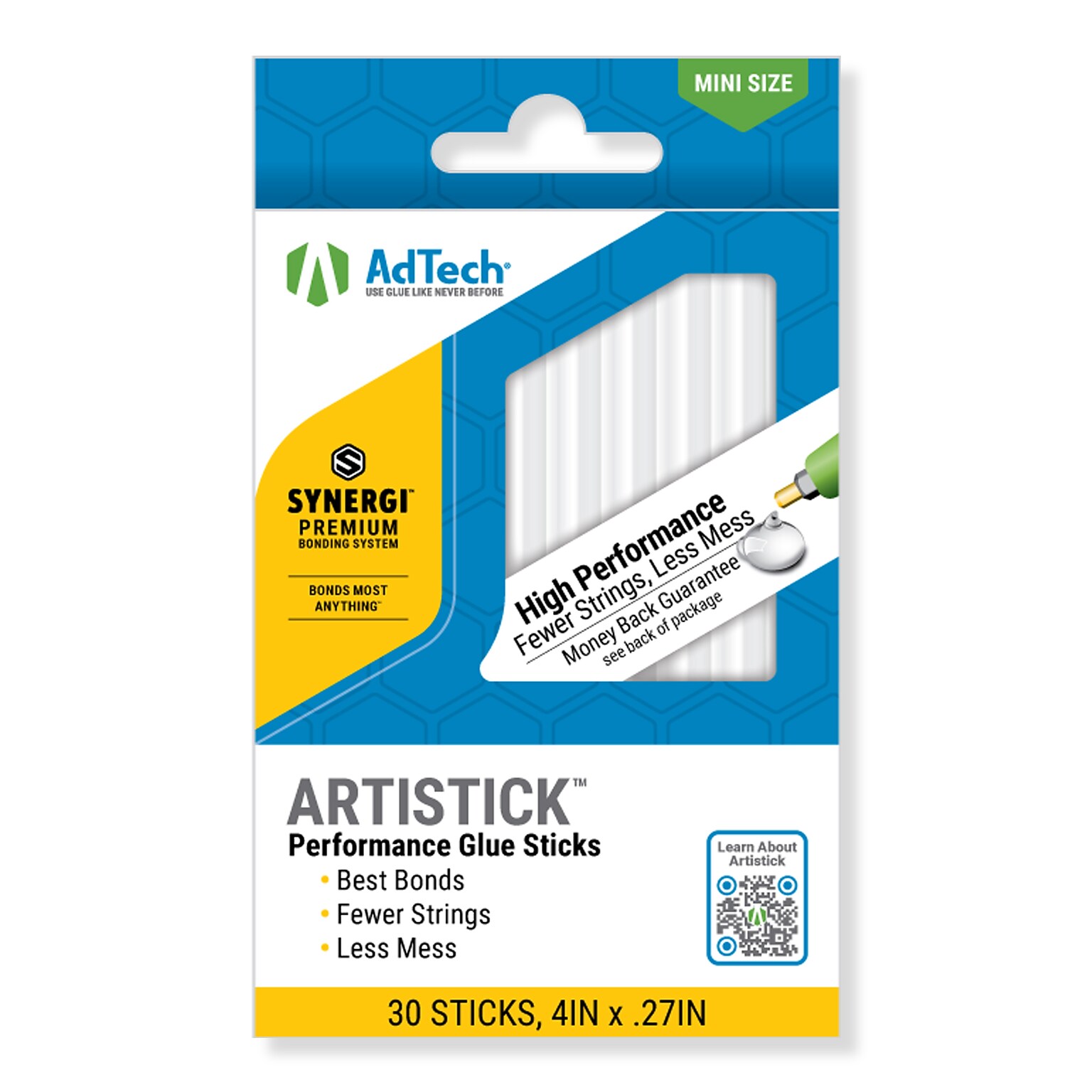 AdTech Stringless Mini Size Glue Sticks, 30 Sticks/Pack  (W252-34ZIP30)