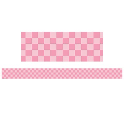Teacher Created Resources Straight Border Trim, 3 x 2.92, Cool for School Pink Checkers, 12/Pack, 6 Packs/Bundle (TCR9332-6)