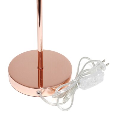 Simple Designs Rose Gold Stick Lamp Fabric Shade, White (LT2040-RGD)