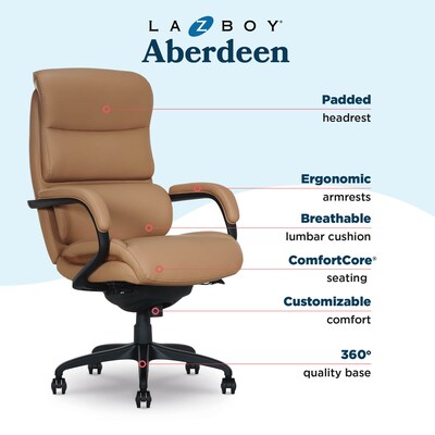 La-Z-Boy Aberdeen Ergonomic Bonded Leather Swivel Executive Chair, Tan (51545-TAN)