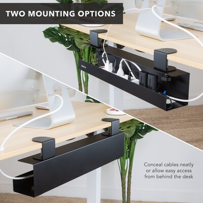 Mount-It! Clamp-on Under Desk Cable Management Tray, Holds up to 11 lbs., Matte Black (MI-7286BLK)
