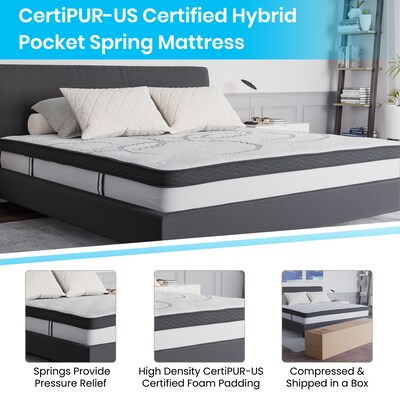 Flash Furniture Capri Comfortable Sleep 10" CertiPUR-US Certified Hybrid Pocket Spring Mattress, King (CLE230PRK10)