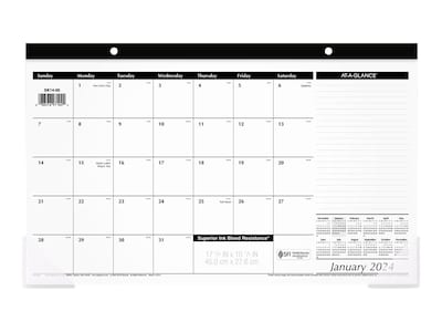 2024 AT-A-GLANCE 17.25 x 11 Monthly Desk Pad Calendar, White/Black (SK14-00-24)