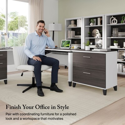 Bush Furniture Somerset 72"W 3 Position Sit to Stand L Shaped Desk, Storm Gray/White (SET014SGWH)