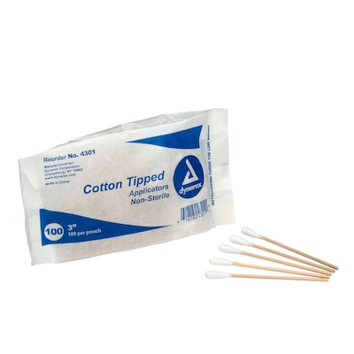 First Aid Only Cotton Tipped Applicators, 100/Bag (25-400)