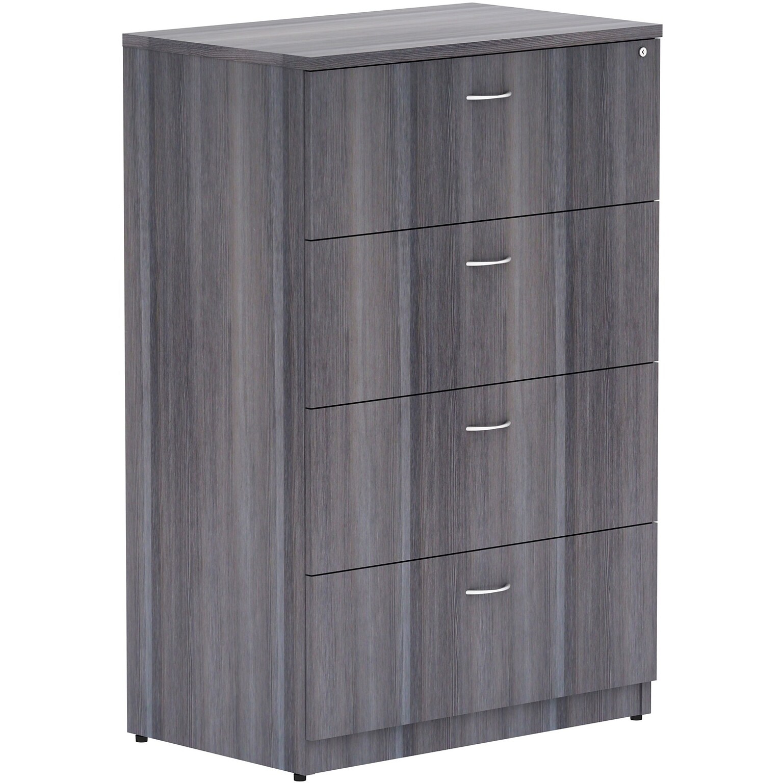 Lorell Essentials 4-Drawer Lateral File Cabinet, Letter/Legal Size, Lockable, 54.8H x 35.5W x 22D, Weathered Charcoal