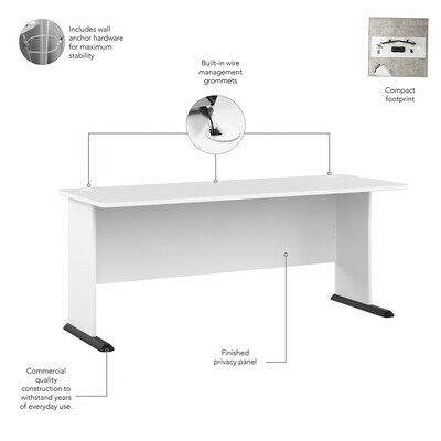 Bush Business Furniture Studio A 72" L-Shaped Gaming Desk with Storage, White (STA012WH)