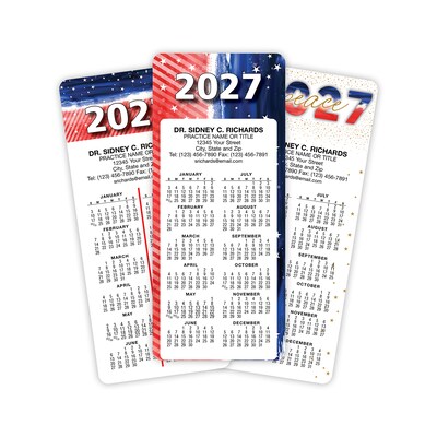 Custom Hanging Calendar Assortment Packs with Magnet Backs, 3.625 x 8.5, 12 Pt. Coated Stock, Thre