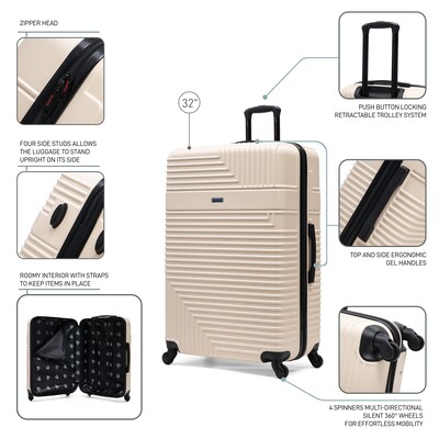 InUSA Resilience 33.6" Hardside Suitcase, 4-Wheeled Spinner, TSA Checkpoint Friendly, Sand (IURES00XL-SAN)