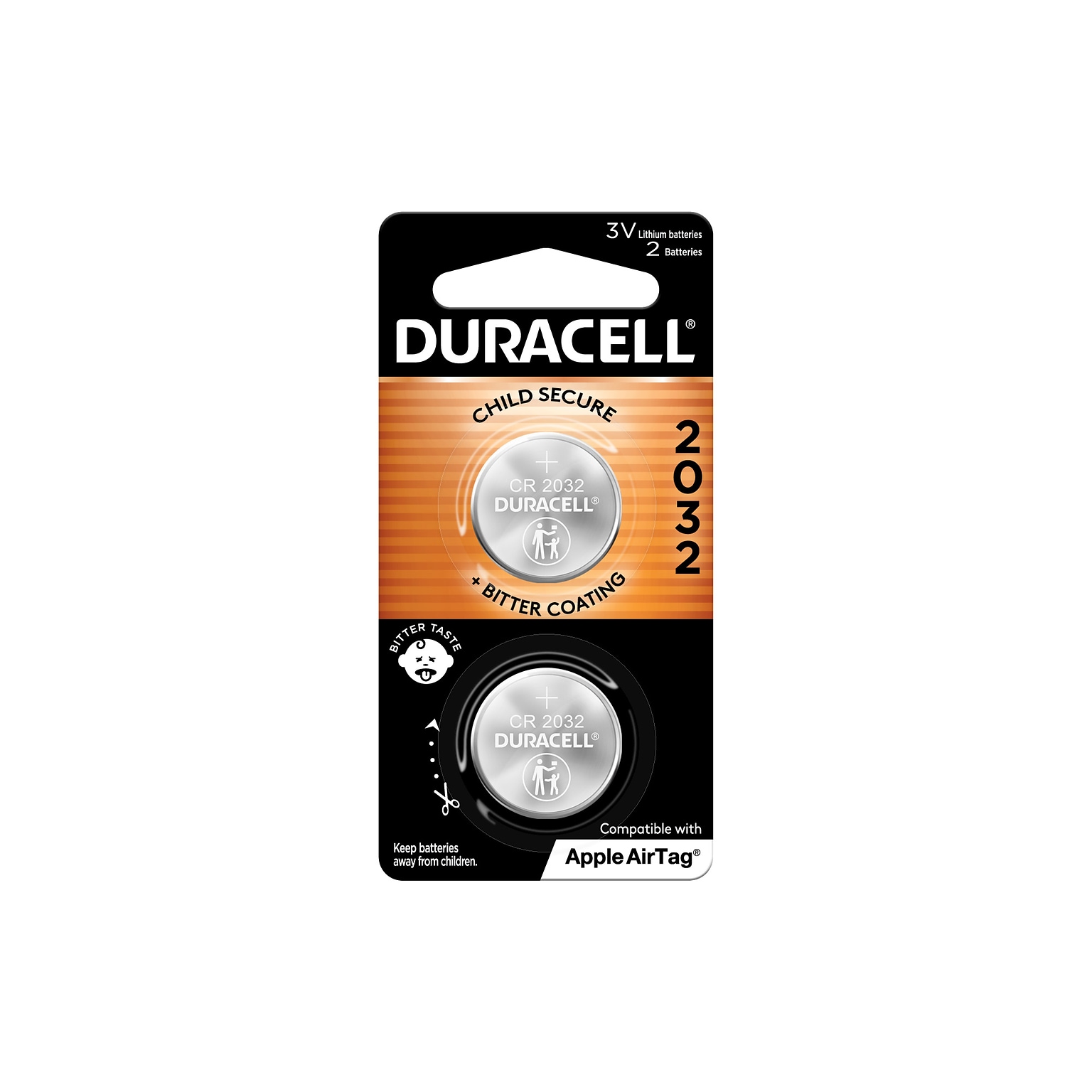 Duracell 2032 Lithium Battery, 3V, 2/Pack (DURDL2032B2PK)