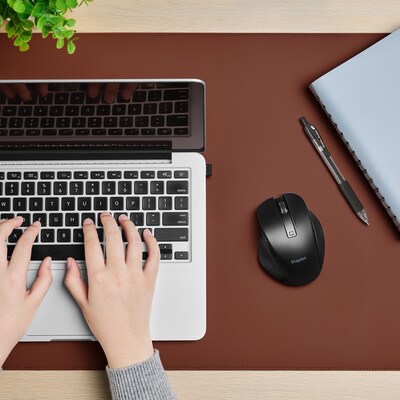 Staples TECH Wireless Ergonomic Curved Optical USB Mouse, Black (ST62599)