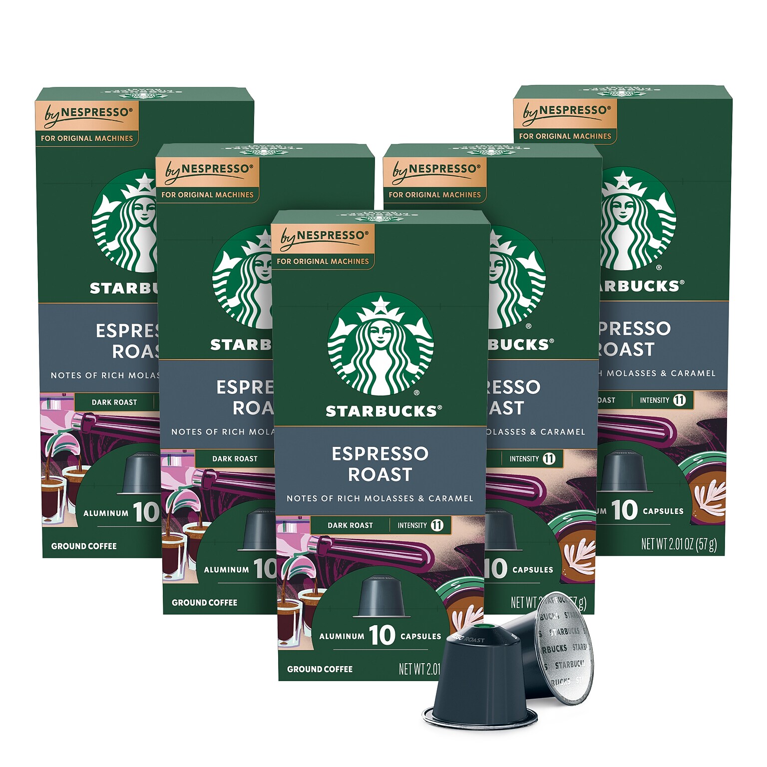 Starbucks Espresso Roast Coffee Nespresso Original Capsules, Dark Roast, 50/Box (109053)