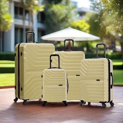 InUSA Aurum 4-Piece Hardside Spinner Luggage Set, TSA Checkpoint Friendly, Champagne (IUAURSMLXL-CHA)
