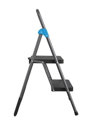 Cosco Commercial 2-Step Folding Stool, 300 lb Capacity, Gray (CSC11829GGB)