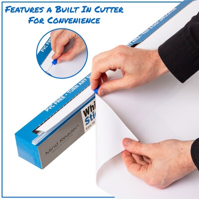 Mind Reader Adhesive Dry-Erase Whiteboard Roll with Dry Erase Markers, 24" x 10' (DWBER-WHT)
